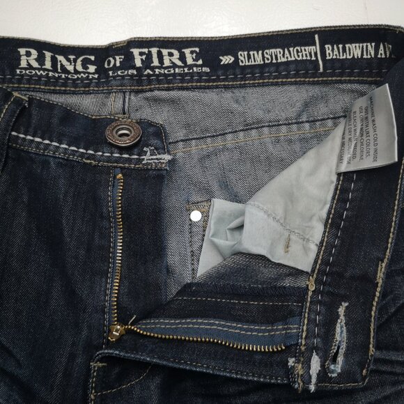 Ring of Fire Men's Size 33/32 Dark Wash Slim Straight Baldwin Ave. Jeans - Picture 9 of 14